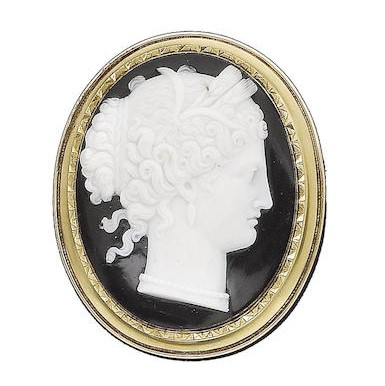 hardstone cameo brooch